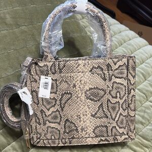 New Express snakeskin print handbag, with strap.